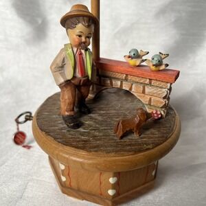 Vintage Music Box Thorens Anri Man Dog,Birds Third Man Theme Switzerland Works!